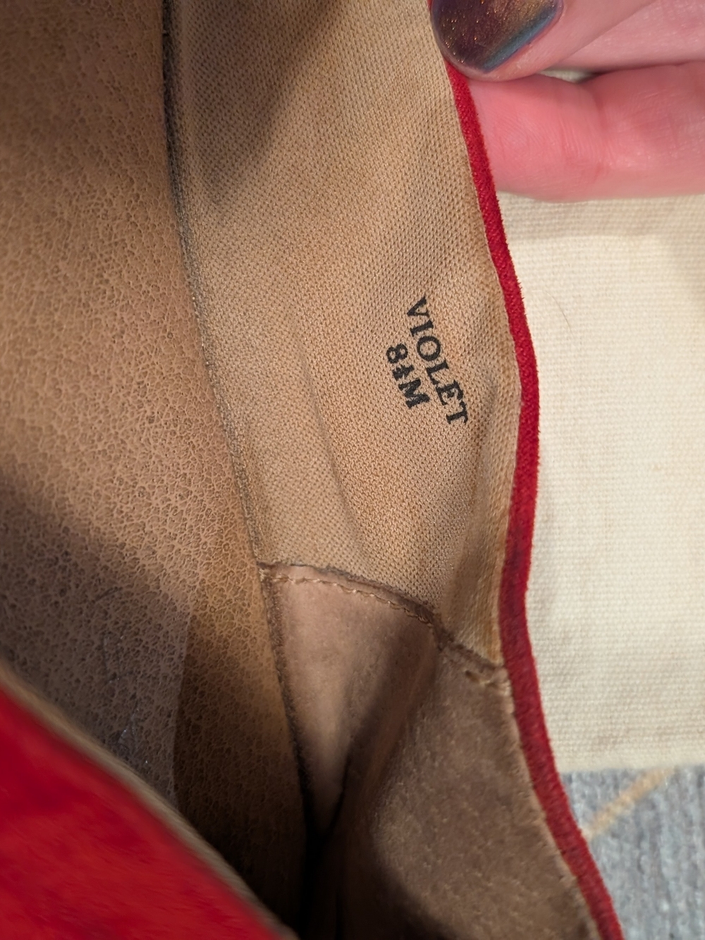 Violet Brand Suede Red Rounded Point Toe Flats - Picture 7 of 7